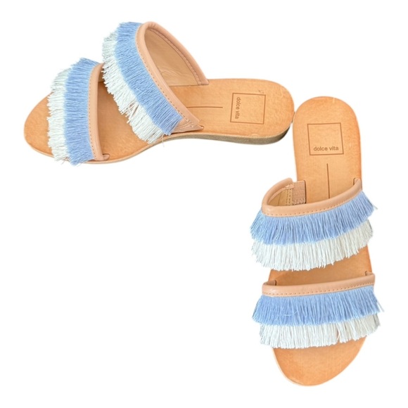 Dolce Vita Raffia Fringe Slide Sandals – Size 7 – NWOT - Picture 2 of 4